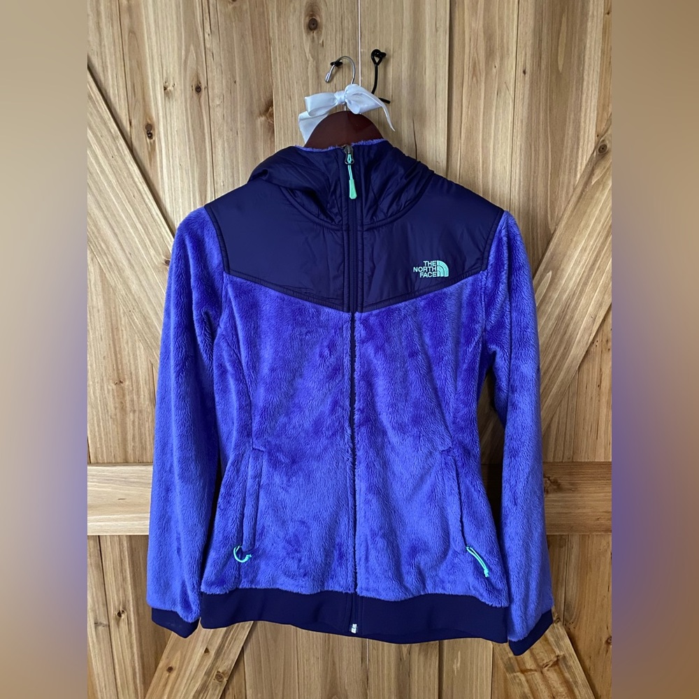 The North Face Oso Osito Hoodie Silken Fleece Full Zip Jacket Sz M Purple